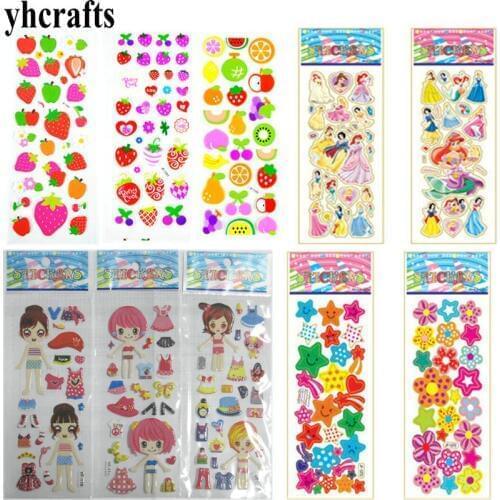 50 Sheets/LOT.Mixed 100 design plastic stickers.3D sticker.Kindergarten crafts.Kids toys.Craft material.DIY