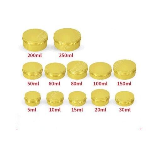50pcs 5g 15g 20g 30g 50g 60g 100g 250g Aluminum Jars Empty Cosmetic Makeup Cream Lip Balm Gloss Metal Tin Containers Pot Can