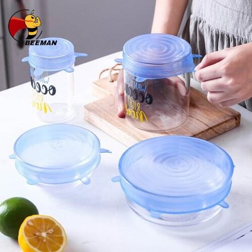 6/12PCS Reusable Fresh Keeping Seal Covers Compression Universal Silicone Stretch Lids Kitchen Accessories Use For Kitchen Food