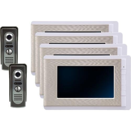 7 Inch Metal 4LCD Monitor Video Door Phone Wired Intercom System