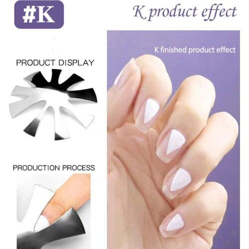 9 Sizes Easy French Smile Cut V Line Almond Shape Tips Manicure Edge Trimmer Nail Cutter Acrylic Pink White French Nails