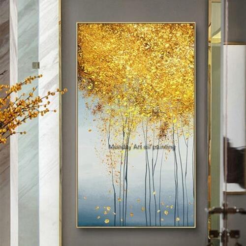 Handmade abstract golden oil Painting handpainted modern gold tree oil painting home decoration Wall art Picture for living room