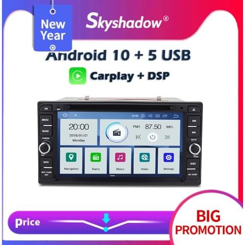 Carplay DSP PX6 IPS Android 10 4G+64G Car DVD Player Wifi GPS map Radio Bluetooth For Toyota Corolla Vitz Echo VIOS HILUX Terios