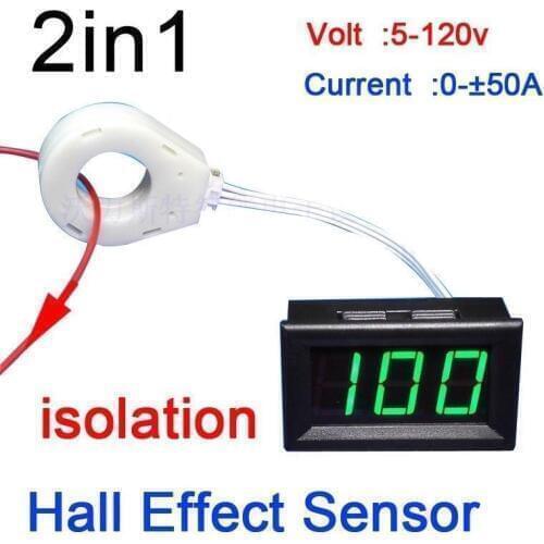 DC Digital Voltmeter Ammeter 5V-120V 50A/100A/200A/400A Charge Discharge Hall Sensor 12V 24V CAR Solar battery Monitor Indicator
