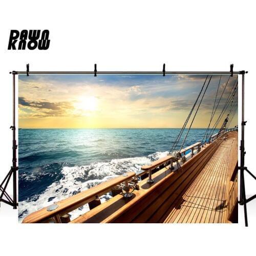 DAWNKNOW Sunshine Photography Background Sea Wave Deck Photocall Wedding Photo Studio Children Photographic Backdrop lv1627