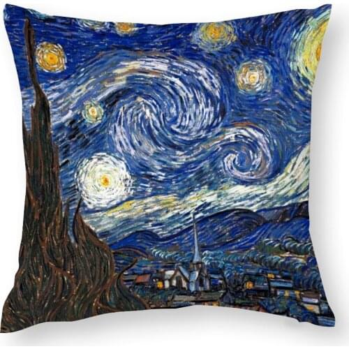 Starry Night canvas Vincent van Gogh foil printed Decorative Throw Pillow Outdoor Cushion Pillow Cases lumbar Pillow Cover