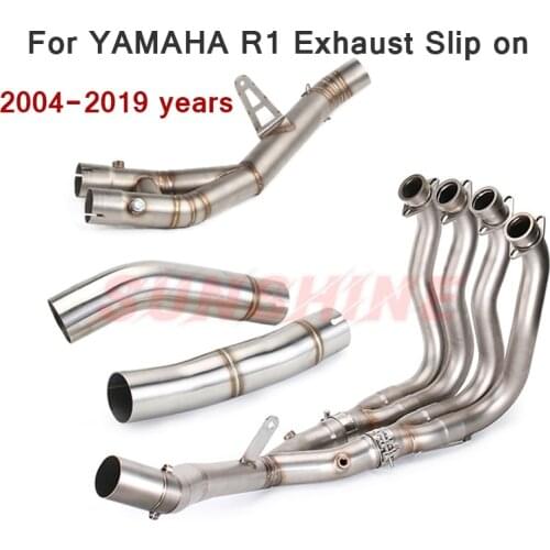 For YAMAHA YZF R1 Motorcycle Exhaust Full Systems Motorcross Slip on Modified Mid Front Pipe Stainless Steel Motorbike 2004-2019
