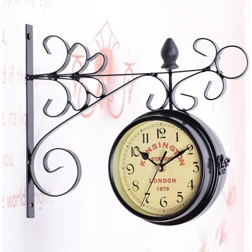 Double-Side Wall Mount Clock with Mute Movement Home Office Hotel Decoration Gift