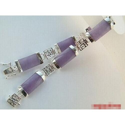 Purple Jade Fortune Emolument Longevity Property Luck Link Clasp Bracelet