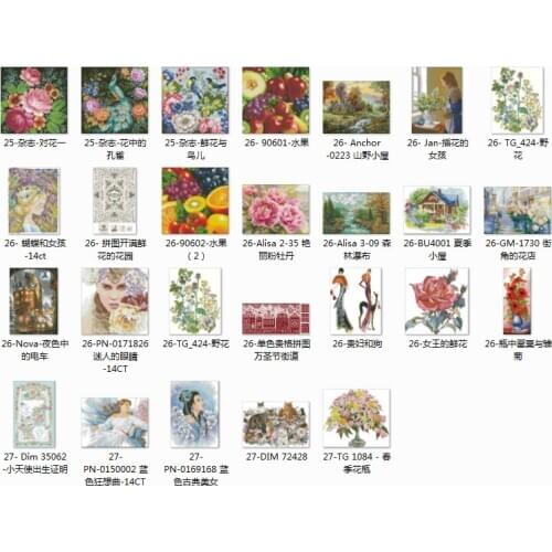 Top selling 16.99usd flowers 18 Counted Cross Stitch 11CT 14CT 18CT DIY Chinese Cross Stitch Kits Embroidery Needlework Sets