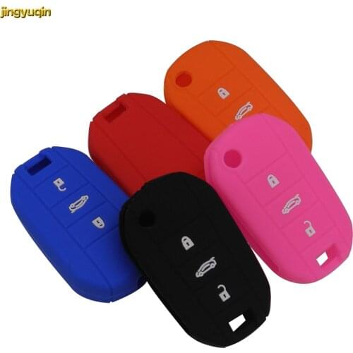 Jingyuqin 20PCS 3 Buttons Flip Silicone Key Case Cover for Peugeot 208 508 2008 for Citroen C4L CACTUS C5 C3 C6 C8 Picasso Xsara