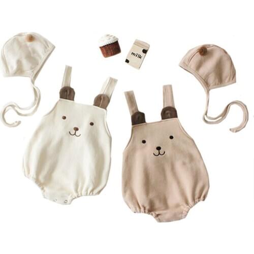 0-3Yrs Baby Boys Girls Outfit Baby Bodysuits Cute Cartoon Bear Infant Girls Clothes Baby Girls Bodysuits Sleeveless Overall Suit