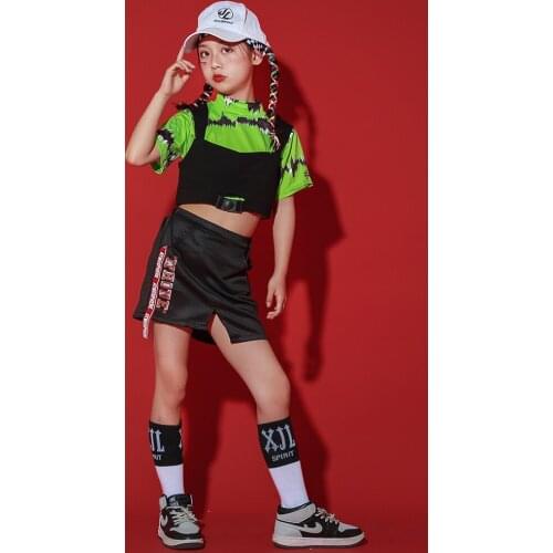 Summer Street Dance Costume For Girls 3 Pcs Jazz Practice Wear Hip Hop Performance Stage Clothing Catwalk Show Suit YS1795