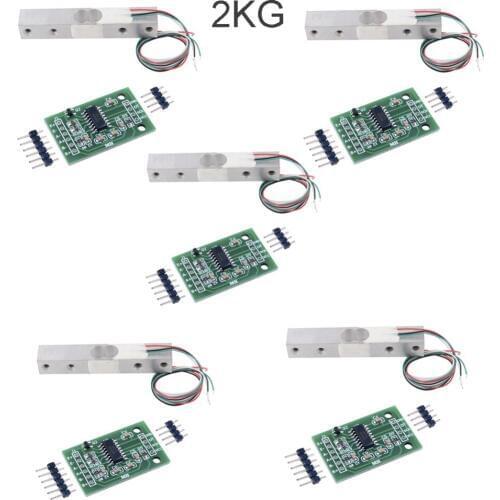 5sets/lot HX711 Weight Sensor AD Module with 2KG Scale Load Cell Weight Weighing Sensor DIYmall FZ0728*5+FZ2169*5