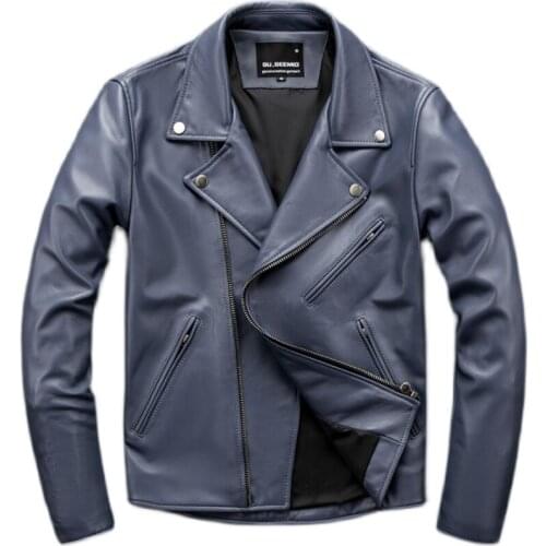 Genuine Sheepskin Motorcycle Wear Pure Sheepskin Cycling Wear Genuine Leather Mens Motorcycle Leather Jacket