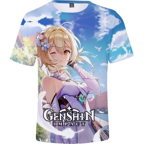 2021 Hot Game Genshin Impact Print 3D T-shirts Men Women Summer Short O-neck Casual Streetwear Plus Size Pullovers Clothes