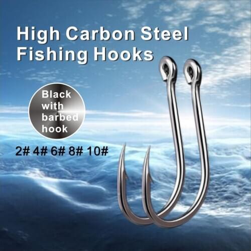 50/100pcs Fish Hook Set High Carbon Steel Barbed Size 2# 4# 6# 8# 10# In Fly Fishing Hook Worm Pond Fishing Bait Holder Jig