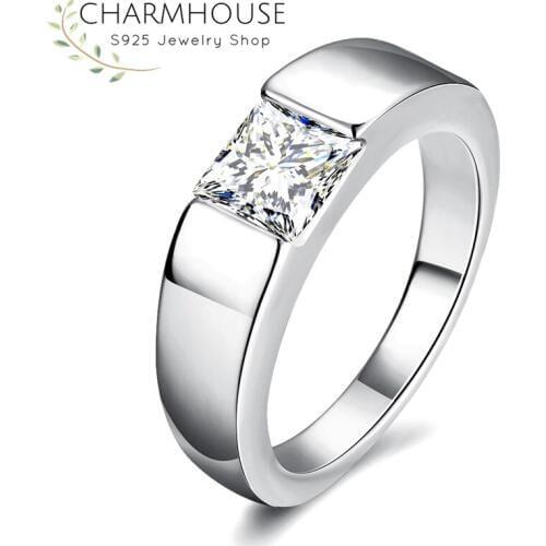 Wedding Rings For Men Women Pure Silver 925 Ring With Big Zirconia Wedding Band Engagement Jewelry Accessories Bague Anillo Gift