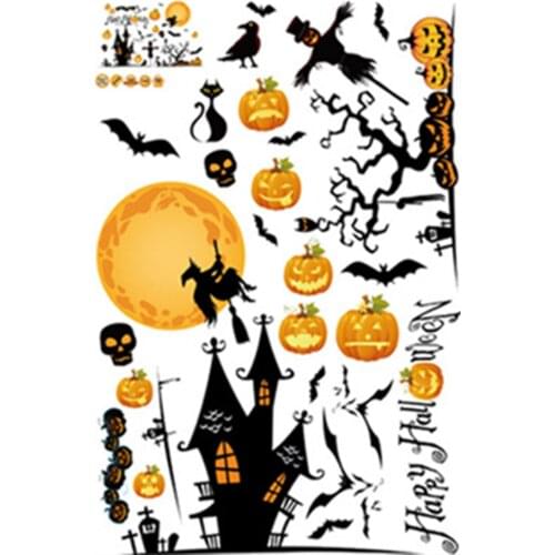 Wholesale 60*90cm creative DIY wall stickers Halloween party pumpkin poster home decor glass Mural wallpaper Decals for kids
