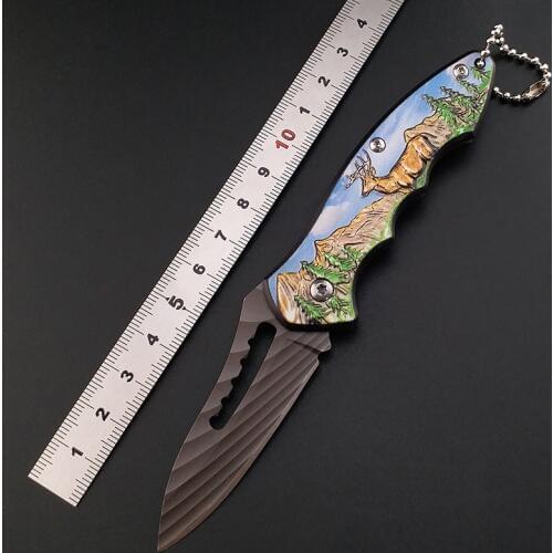 3D print technology stainless steel sharp Blade mini tactical folding knife keychain easy carry rescue hunting outdoor knife