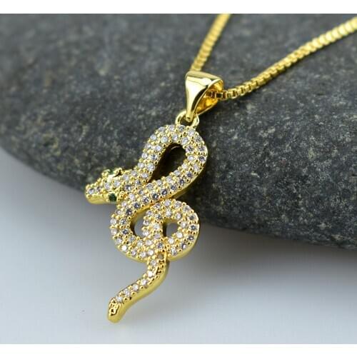 New Animal Snake Dangle Women AAA Zircon Pendant Necklace Minimalist Style Trendy Female Birthday Jewelry Bijoux Gift