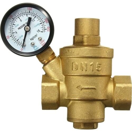 DN15 Water Pressure Reducing Valve, 1/2" Adjustable Brass Valve Regulating Valve, Flow Control Valve
