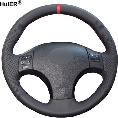 HuiER Hand Sewing Car Steering Wheel Cover Breathable Red Marker For Lexus IS is250 is300 is350 Steering-wheel Auto Accessorie
