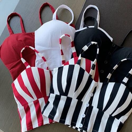 Shintimes Striped Short Tank Tops 2020 Sexy Sleeveless Camisoles For Women Pullover Elasticity Summer Crop Tops Womens Clothes