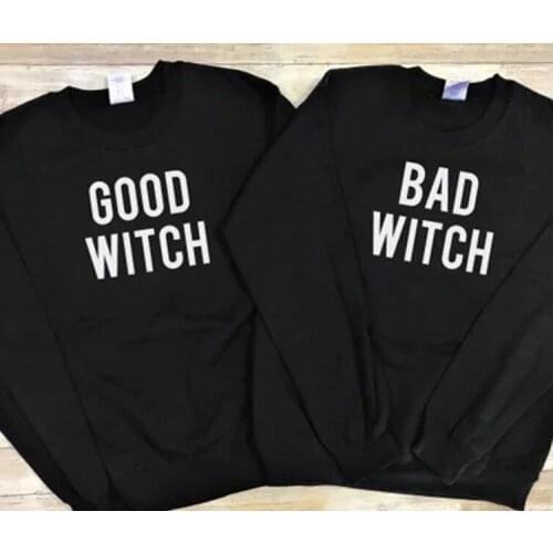 Couple Hoodies Bad Witch /good Witch Lover Hoodies Woman Gothic Sweatshirt Spring Autumn