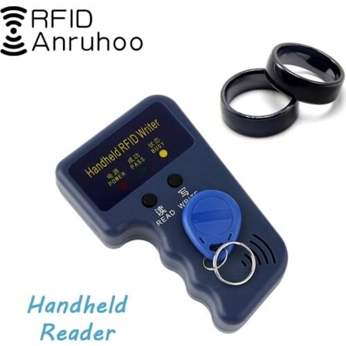 Handheld Rfid Badge Reader 125khz Smart Chip Writer Em4305 Key Duplicator T5577 Token Tag Copier 2pcs Changeable Ring