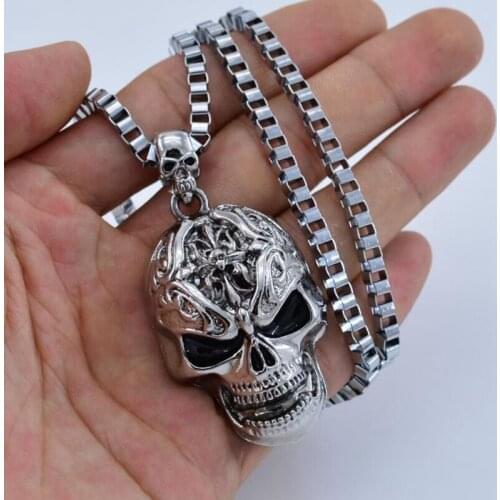 Retro Hip-hop Evil Skull Necklace Metal Skull Pendant Choker Gothic Skull Chain Skeleton Trendy Man Women Punk Jewelry
