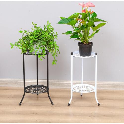 2-Tiered Tall Plant Stand Metal Plant Shelf Supports Rack for Indoor Outdoor Home Decoration AA