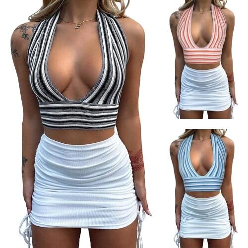 Womens Halter Bandage Sleeveless Top Sexy V-neck Halter Casual Knit Vest Ladies Party Club Fashion Camisole Spring Summer