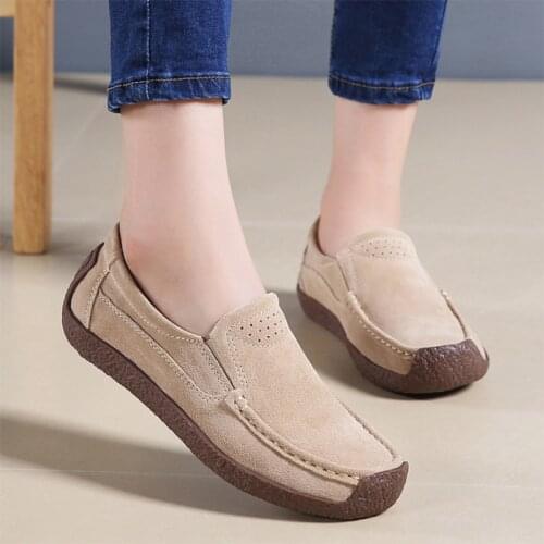 Spring Autumn Shoes Woman Slip on Women Sneakers Cow Suede Leather Flats Casual Womens Loafers Moccasins Female Shoe