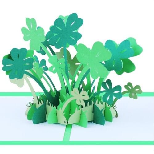 10pcs Handmade Kirigami Origami Lucky Clover 3D Pop UP Greeting Cards Invitation card For Wedding Birthday Party Gift