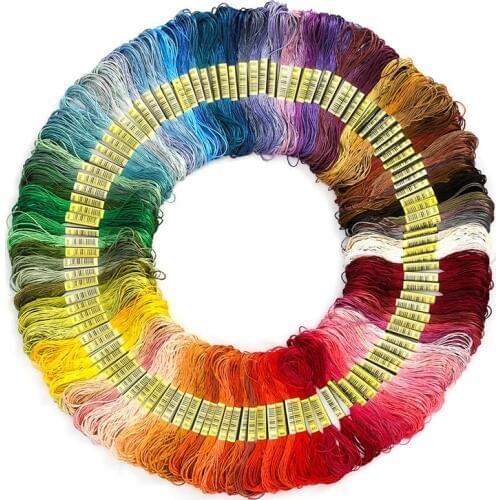 100/150 Colors Cross Stitch Floss Cotton Thread Sewing Skeins Rainbow Color Embroidery Thread Floss Skein Kit DIY Sewing Tool