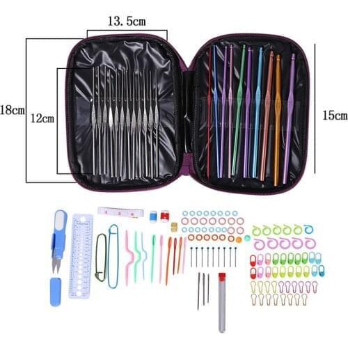 100-Piece Knitting Tool Set Aluminum Crochet Hooks Set Yarn Knitting Needles Sewing Tools Kit Easy To Carry Home Textile Product