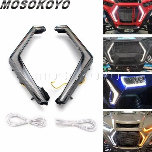 12V 6500K LED Turn Signal Light Front Signature Accent Fang Lights Assembly for Polaris RZR XP Turbo S 4 Turbo Xp 1000 2018-2021