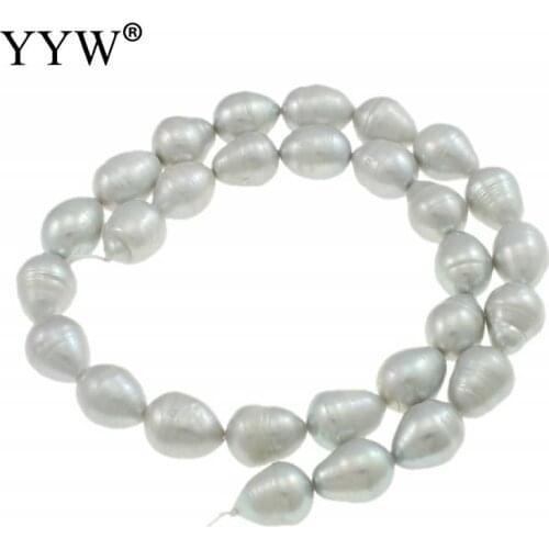 15Inch Cultured Rice Freshwater Pearl Beads Grey Grade AA 10-11mm Loose Beads For Jewelry Making Hole:Approx 0.8mm