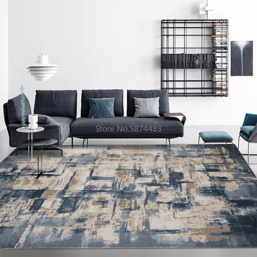 200*300cm Fashionable Modern Simple Abstract Watercolor Dark Blue Cement Gray Living Room Bedroom Bedside Mat