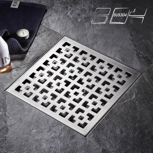 200mm Square Shower Drain Strainer Floor Cover Art Carved Balcony Bathroom Bath Accessories Grate Waste