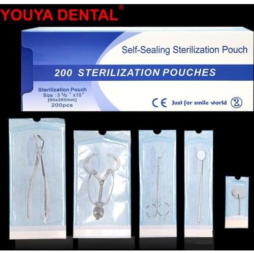 200pcs/box Dental Self-sealing Sterilization Pouches 8 Sizes Disposable Medical-grade Bag Tattoo Accessories Nail Art Bags New
