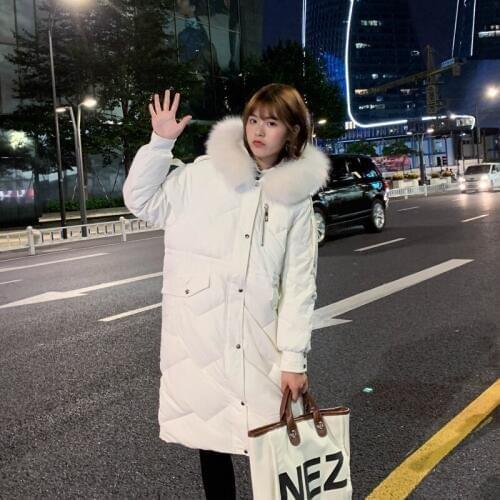 2019 new white duck down winter long loose loose down jacket