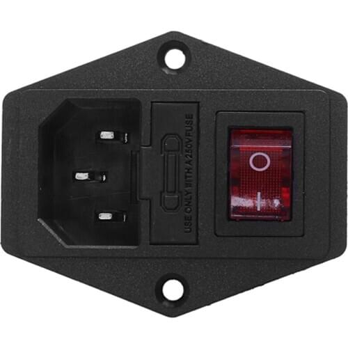 3 Pin IEC320 C14 Inlet Module Plug Fuse Switch Male Power Socket 10A 250V