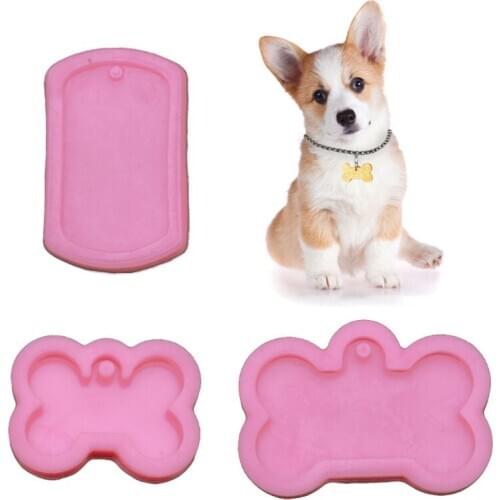 3Pcs Dog Tags Pendant Resin Casting Mold Kit Silicone Military Bone Shape Tag Pendant Keychain Mold Jewelry Making Tools