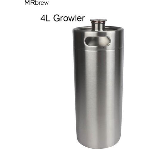4L Premium Stainless Steel Homebrew Growler Mini Keg Beer Growler Leak Proof Top Lid Beer Bottle Home Brewing Making Bar Tool