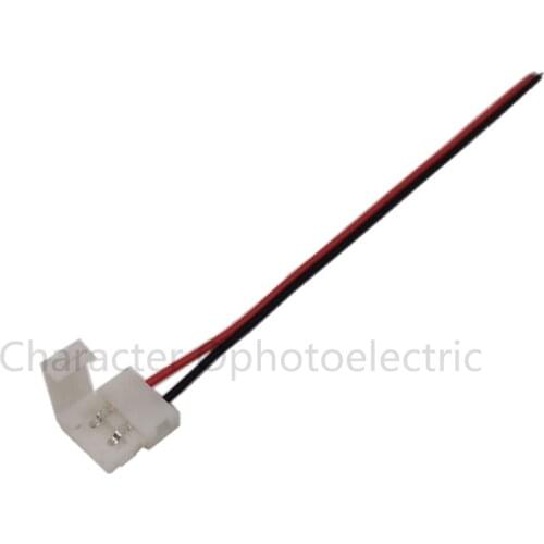 50pcs/lot,10mm 2pin LED strip connector wire for 5050,5630,5730 single color strip, free solder connector wire
