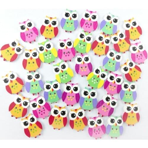 50Pcs/Lot Owl Fashion Mixed Wooden Button Fancy Bulk Sewing Accessories Decorative Buttons Handmade Scrapbooking Craft DIY NK003