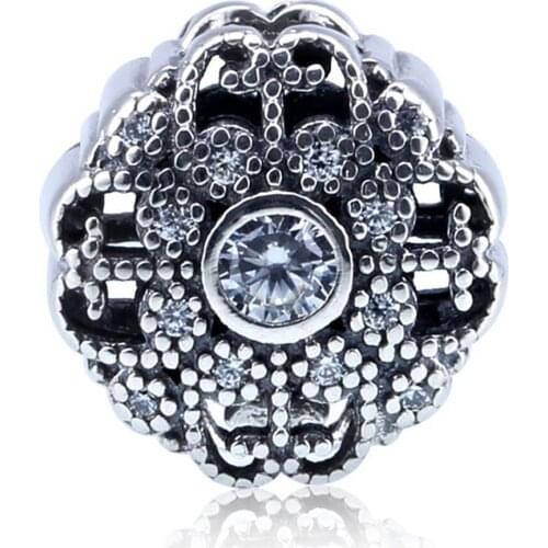 Authentic S925 Silver Bead DIY Jewelry Fairytale Bloom Charm fit Pandora Bracelet Bangle Magenta Clear CZ Girl Gift