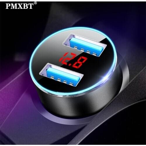 Mini USB Car Charger For iPhone 11 Pro Mobile Phone Chargers Fast Charging With LED Display 3.1A Dual USB Charger Adapter in car